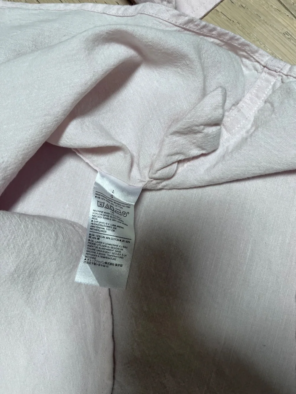 Banana Republic Shirt Mens Large Pale Pink Linen Cotton Untucked  Fit Button Up
